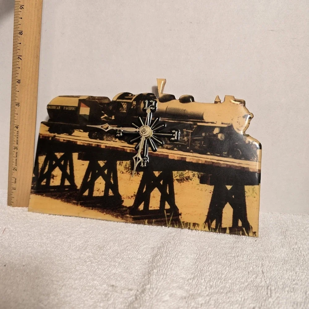 Vintage Steam Train Desk or Wall Clock Size 8x10‎ Shilacked Works